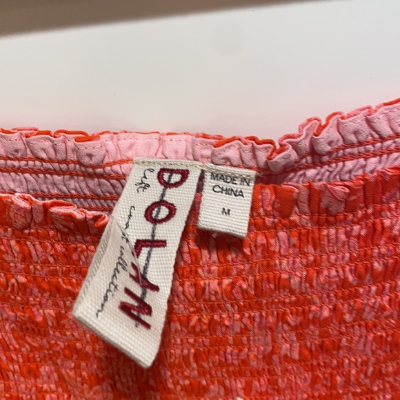 Dolan Left Coast Anthropology red midi smocked bodice dress NEW - Picture 8 of 11